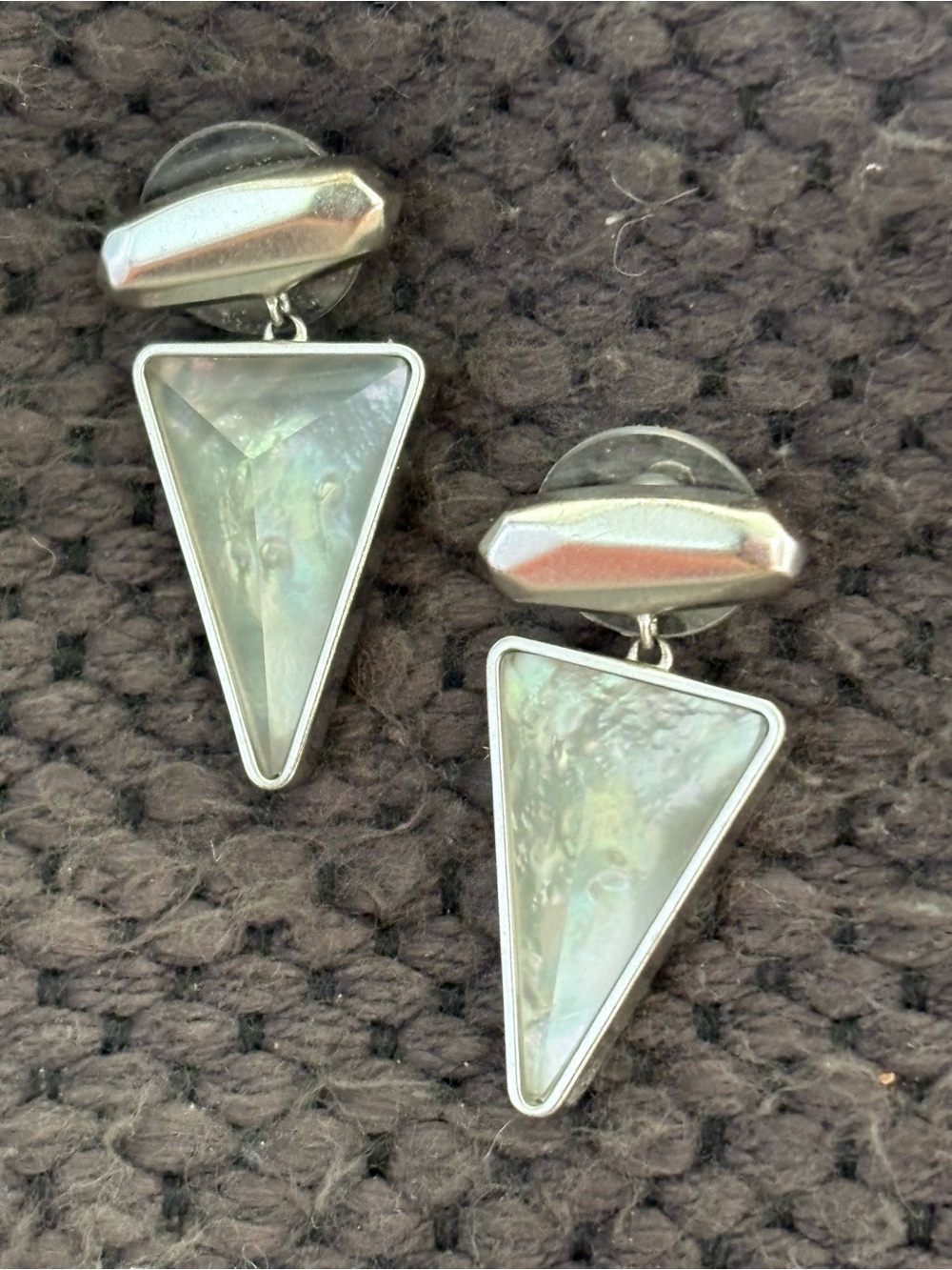 Kendra Scott Silver-Tone Triangle Abalone Drop Earrings - Iridescent Green